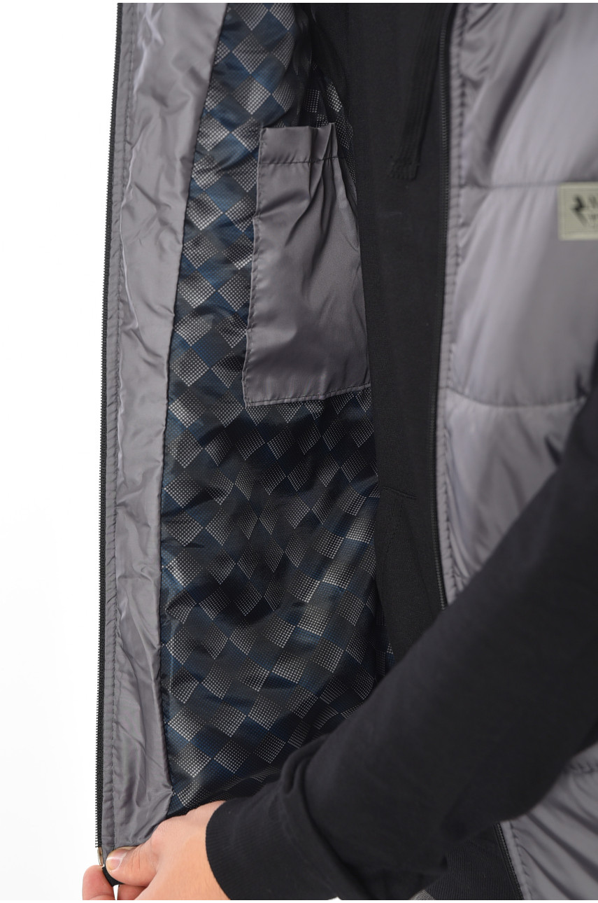 Жилетка мужская демисезонная серого цвета 014 191052 Жилетка мужская демисезонная серого цвета 014 191052