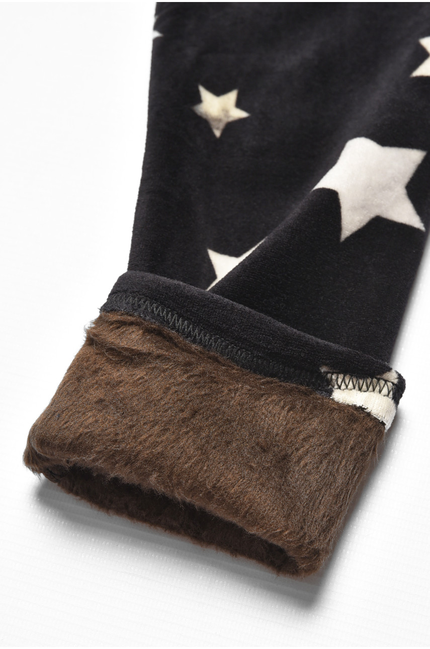 Лосини дитячі велюрові для дівчинки з начісом чорного кольору 191064