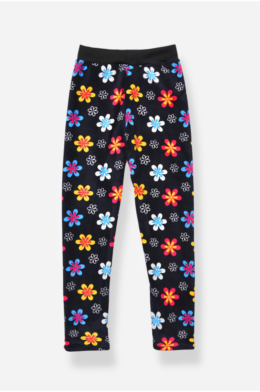 Лосини дитячі велюрові для дівчинки з начісом темно-синього кольору 191079 Лосини дитячі велюрові для дівчинки з начісом темно-синього кольору 191079