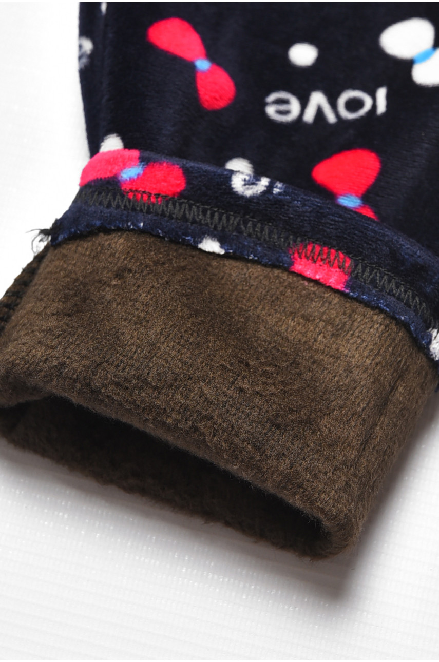 Лосини дитячі велюрові для дівчинки з начісом темно-синього кольору 191080 Лосини дитячі велюрові для дівчинки з начісом темно-синього кольору 191080