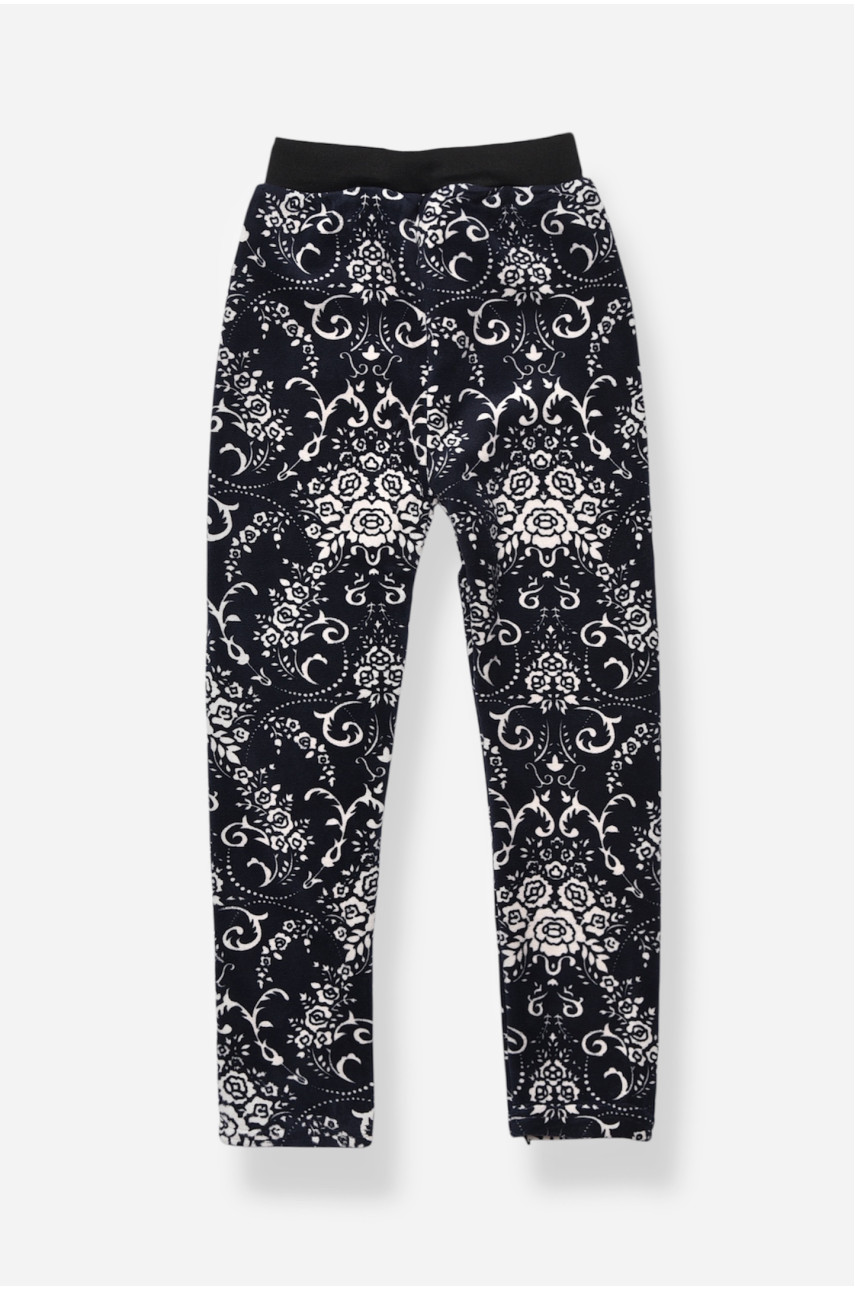 Лосини дитячі велюрові для дівчинки з начісом темно-синього кольору 191084 Лосини дитячі велюрові для дівчинки з начісом темно-синього кольору 191084