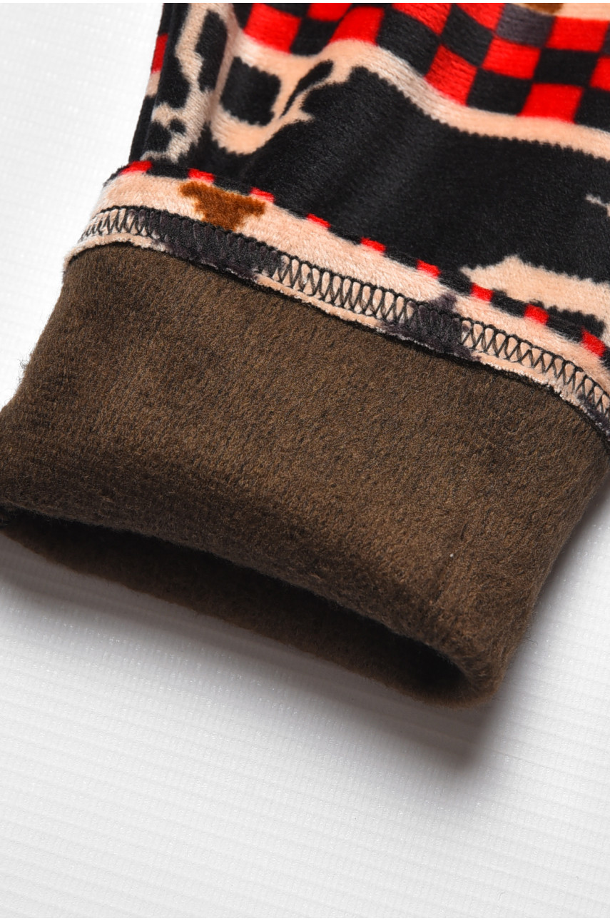 Лосины детские велюровые для девочки с начесом черного цвета 191091