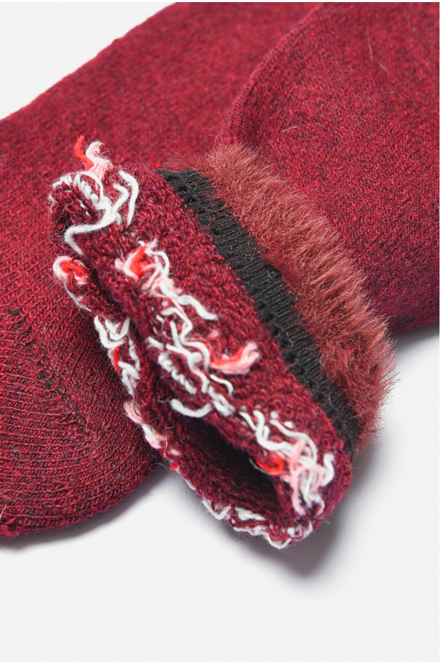 Носки женские махровые на верблюжьей шерсти бордового цвета SA12-5 191177 Носки женские махровые на верблюжьей шерсти бордового цвета SA12-5 191177