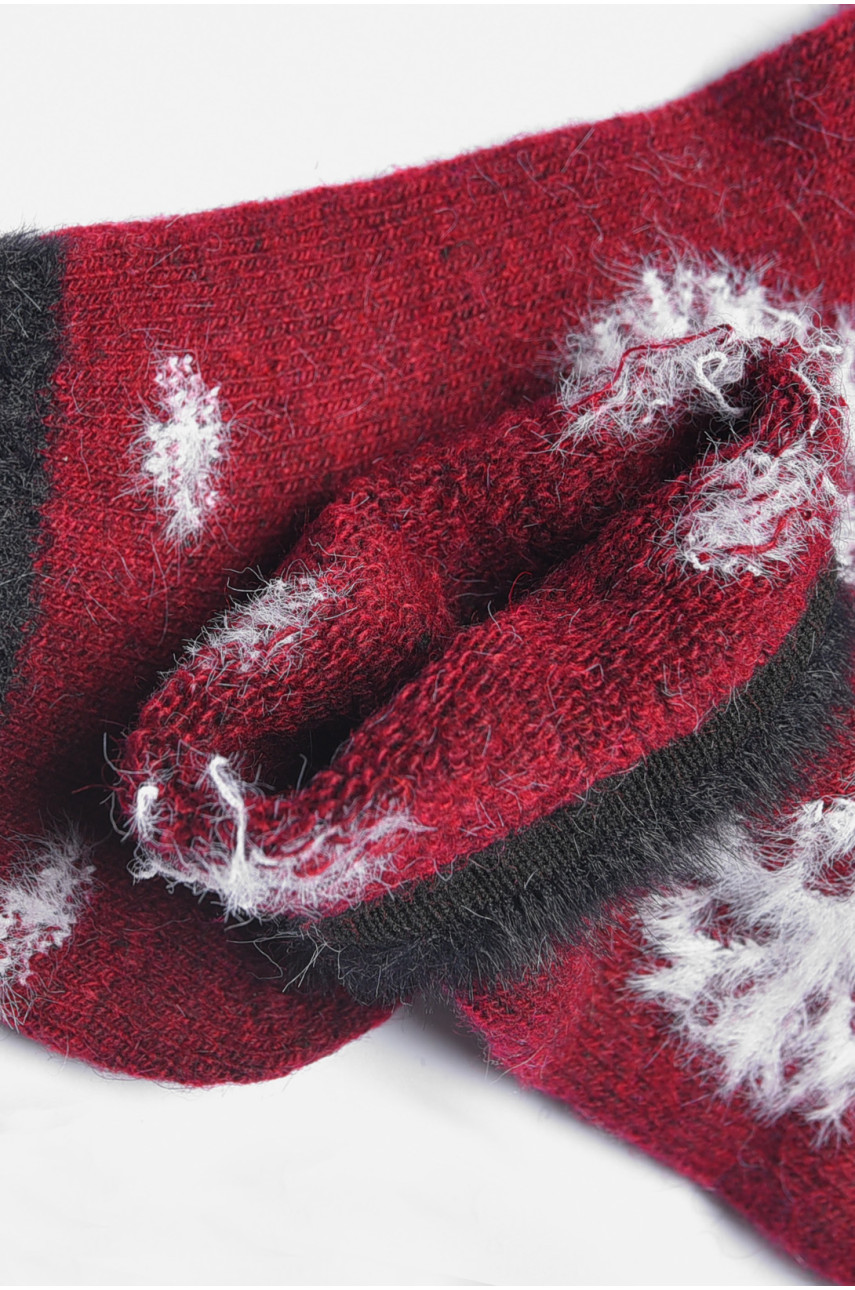 Носки женские махровые на верблюжьей шерсти бордового цвета SA12-4 191194 Носки женские махровые на верблюжьей шерсти бордового цвета SA12-4 191194
