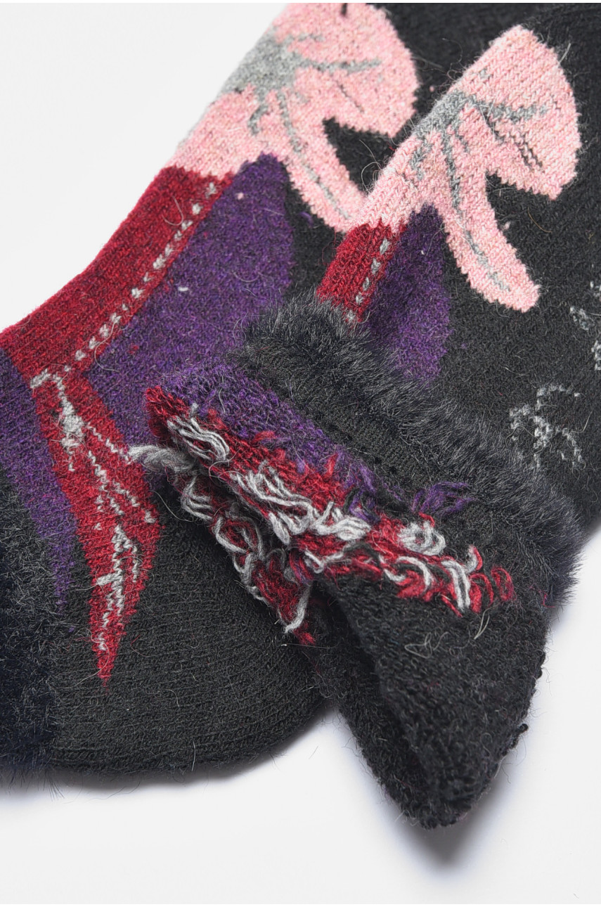 Носки женские махровые на верблюжьей шерсти черного цвета SA12-3 191199