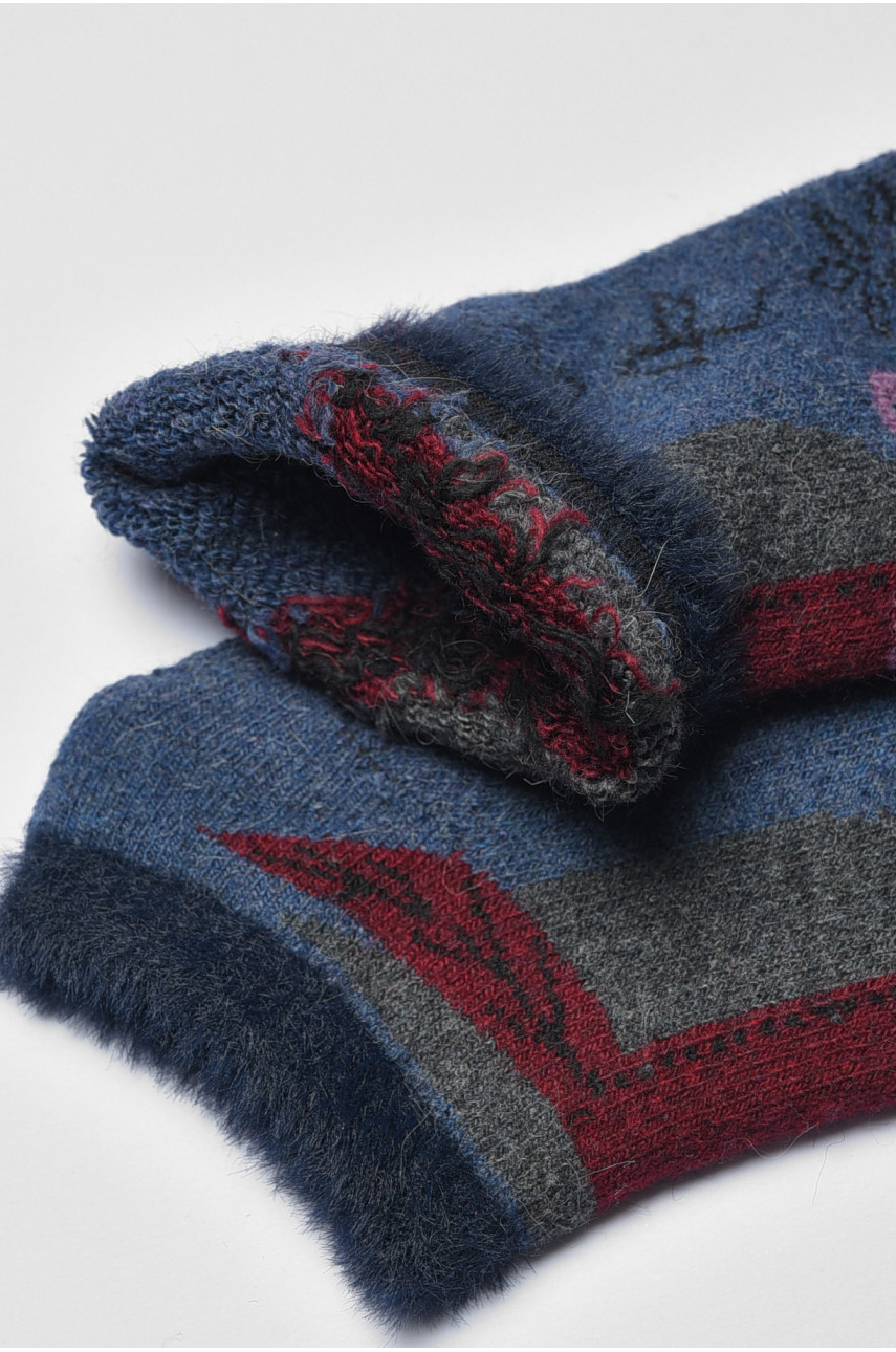 Носки женские махровые на верблюжьей шерсти синего цвета SA12-3 191201