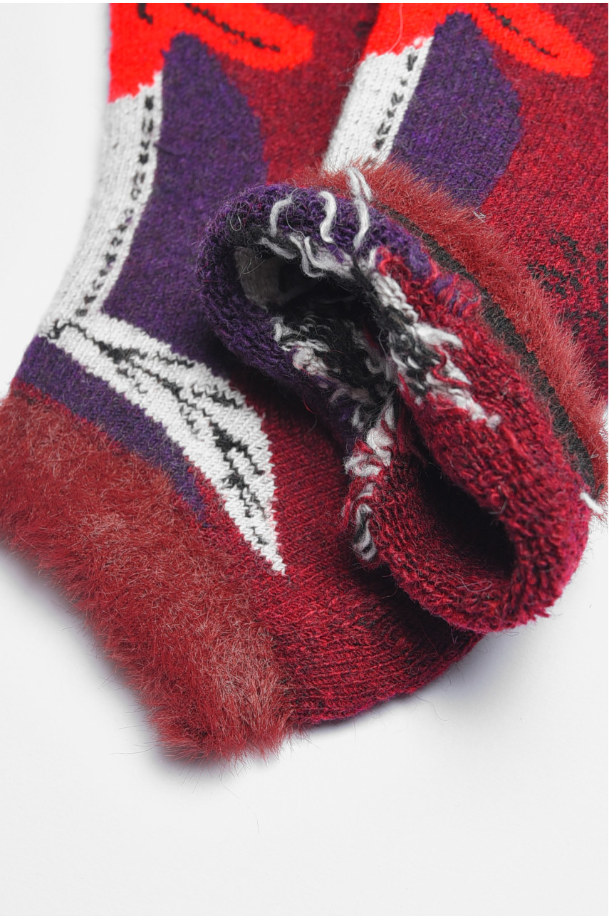 Носки женские махровые на верблюжьей шерсти бордового цвета SA12-3 191203 Носки женские махровые на верблюжьей шерсти бордового цвета SA12-3 191203
