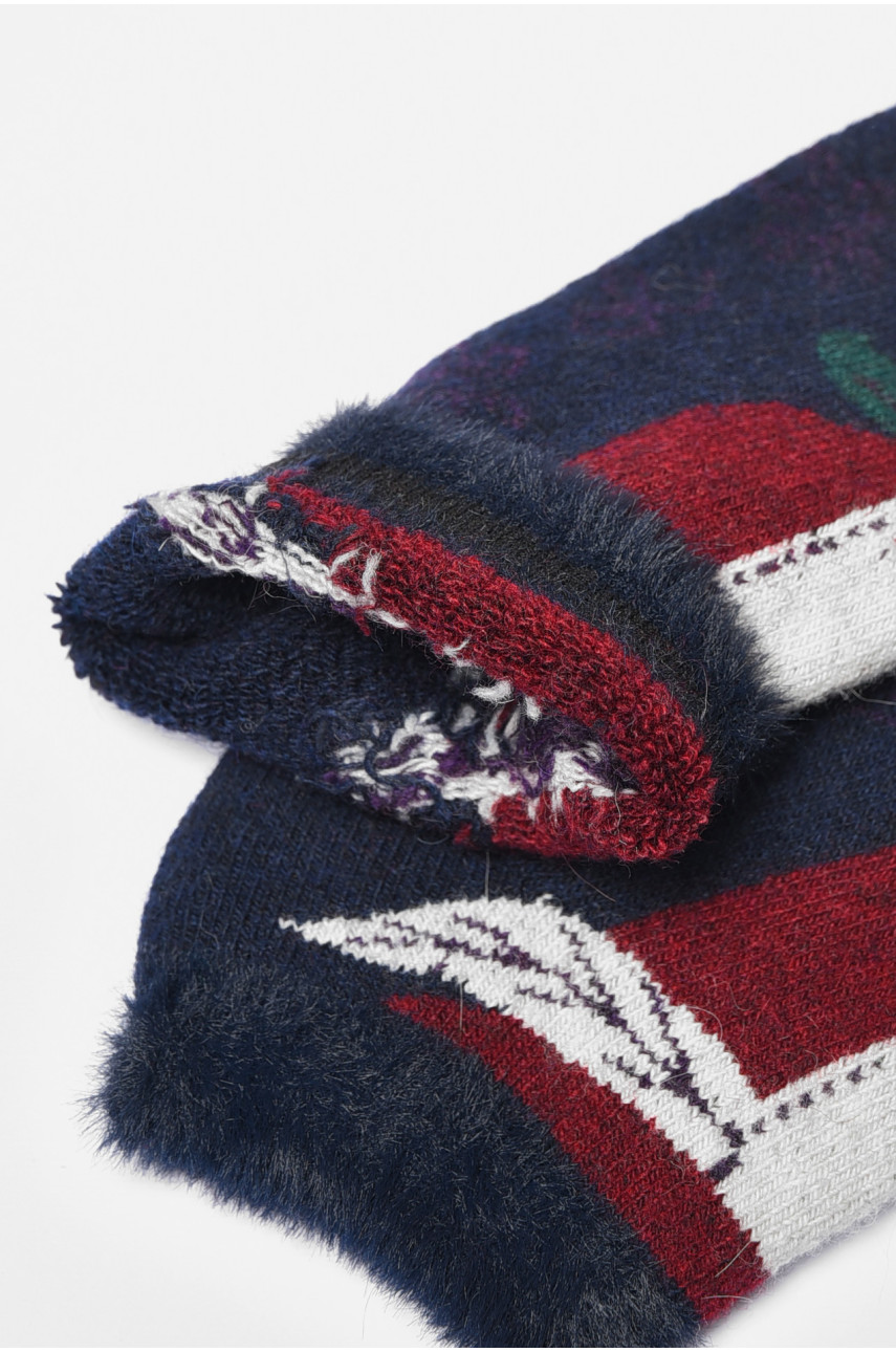 Носки женские махровые на верблюжьей шерсти темно-синего цвета SA12-3 191204 Носки женские махровые на верблюжьей шерсти темно-синего цвета SA12-3 191204