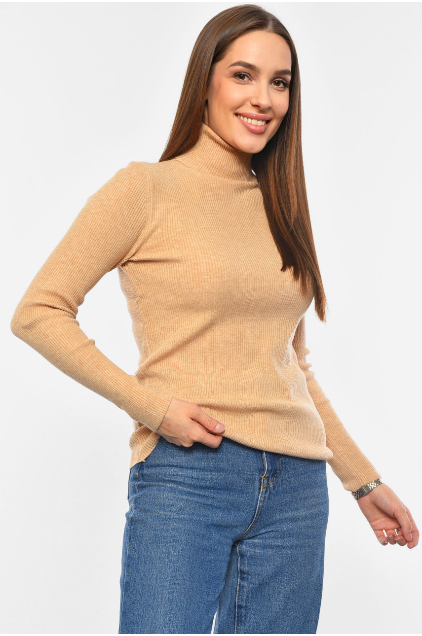 Гольф жіночий однотонний бежевого кольору 883 191247