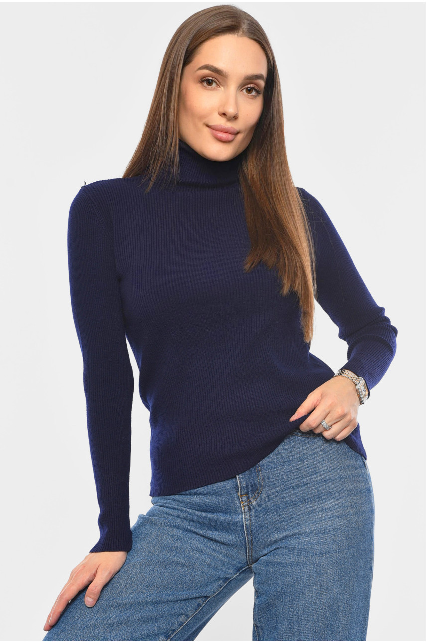 Гольф жіночий однотонний темно-синього кольору 883 191259