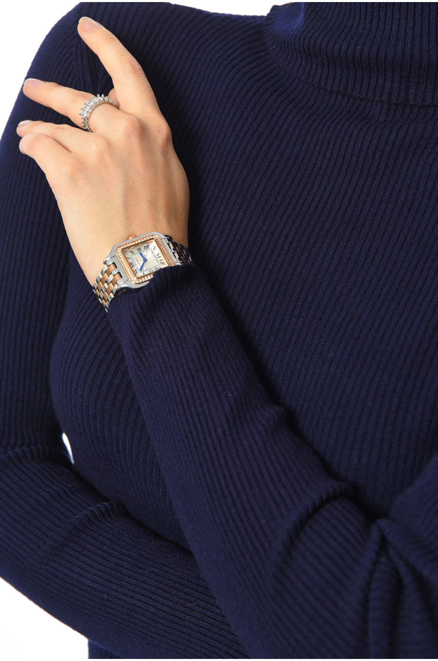 Гольф жіночий однотонний темно-синього кольору 883 191259