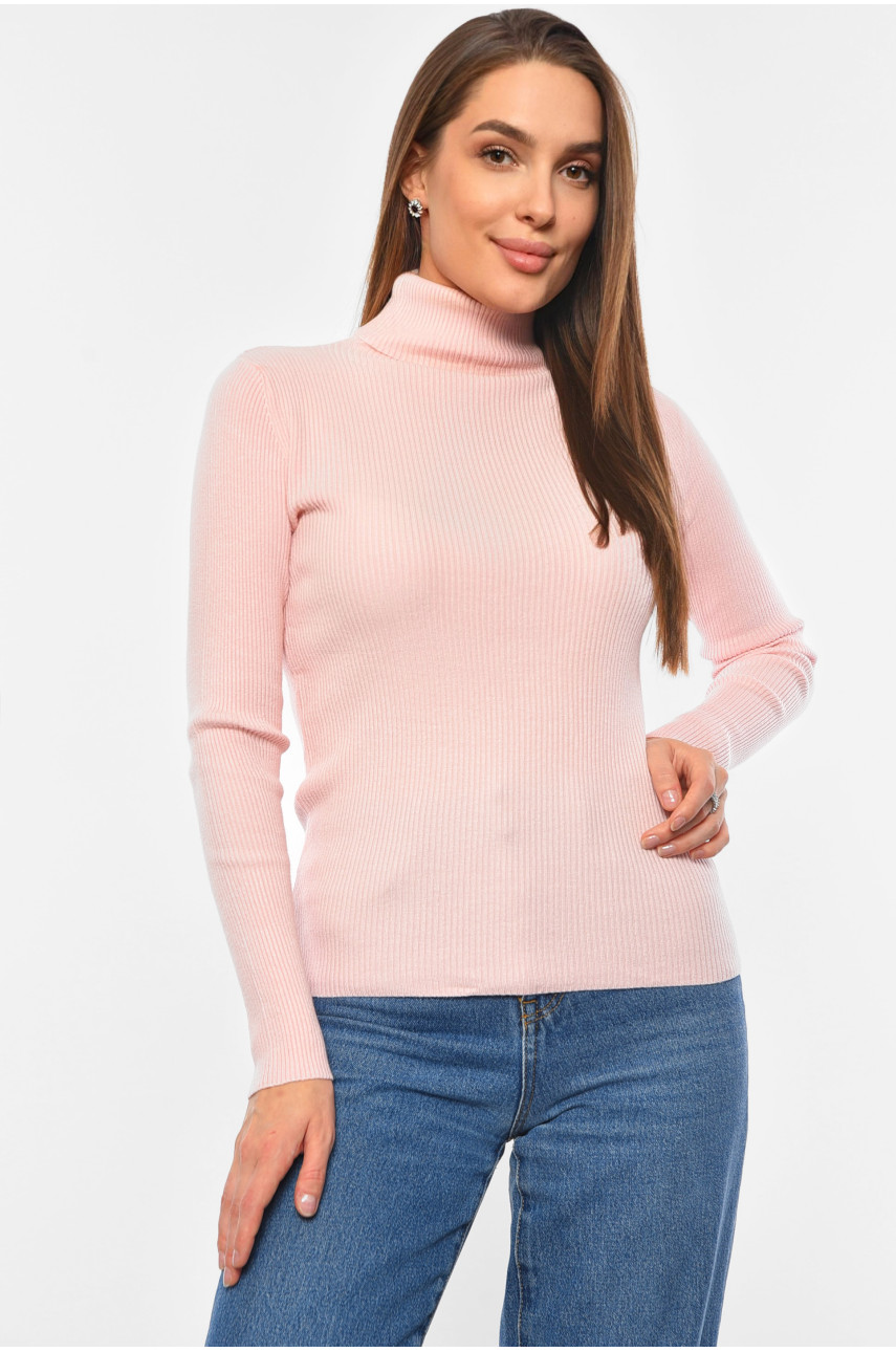 Гольф жіночий однотонний світло-рожевого кольору 883 191265