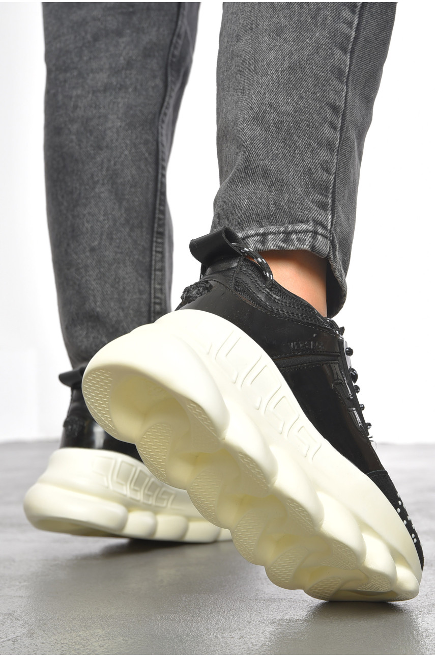 Кросівки жіночі чорного кольору на шнурівці в017-1 191269