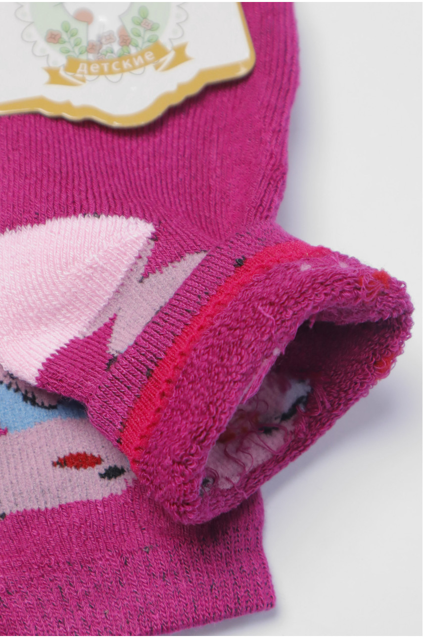 Носки детские махровые для девочки темно-розового цвета 599 191273 Носки детские махровые для девочки темно-розового цвета 599 191273