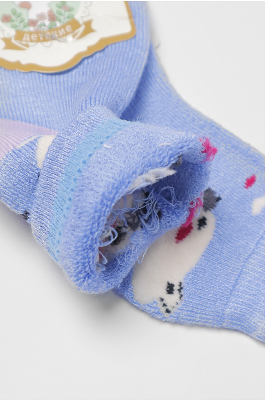Носки детские махровые для девочки голубого цвета 599 191284