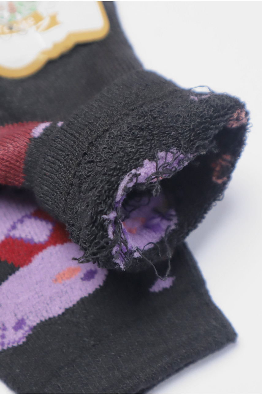 Шкарпетки дитячі махрові для дівчинки чорного кольору 599 191287