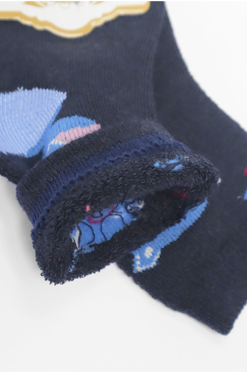 Носки детские махровые для девочки темно-синего цвета 599 191288 Носки детские махровые для девочки темно-синего цвета 599 191288