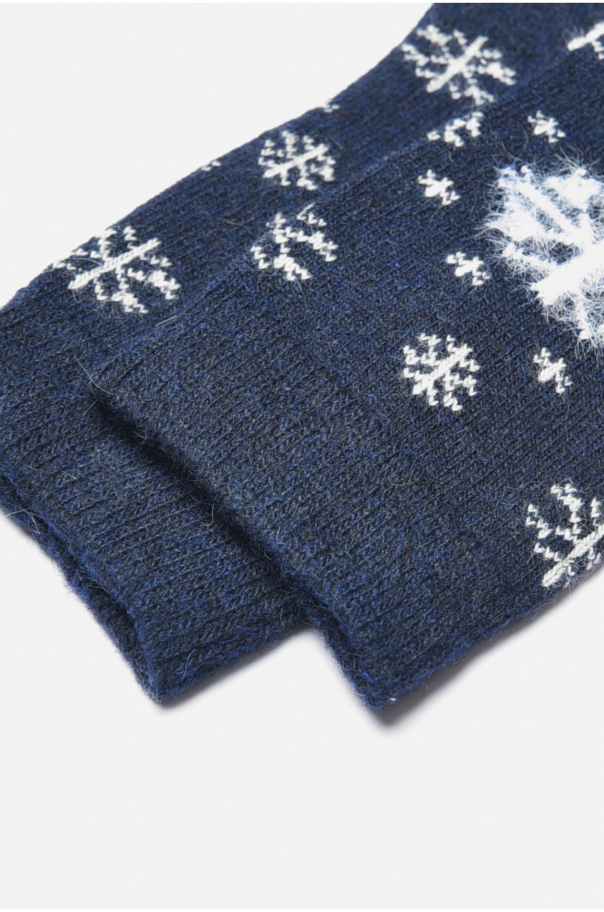 Носки женские на верблюжьей шерсти с принтом темно-синего цвета В18 191299 Носки женские на верблюжьей шерсти с принтом темно-синего цвета В18 191299