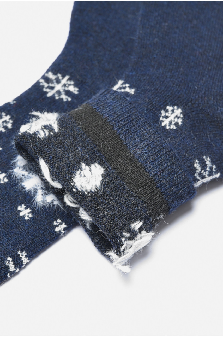 Носки женские на верблюжьей шерсти с принтом темно-синего цвета В18 191299 Носки женские на верблюжьей шерсти с принтом темно-синего цвета В18 191299