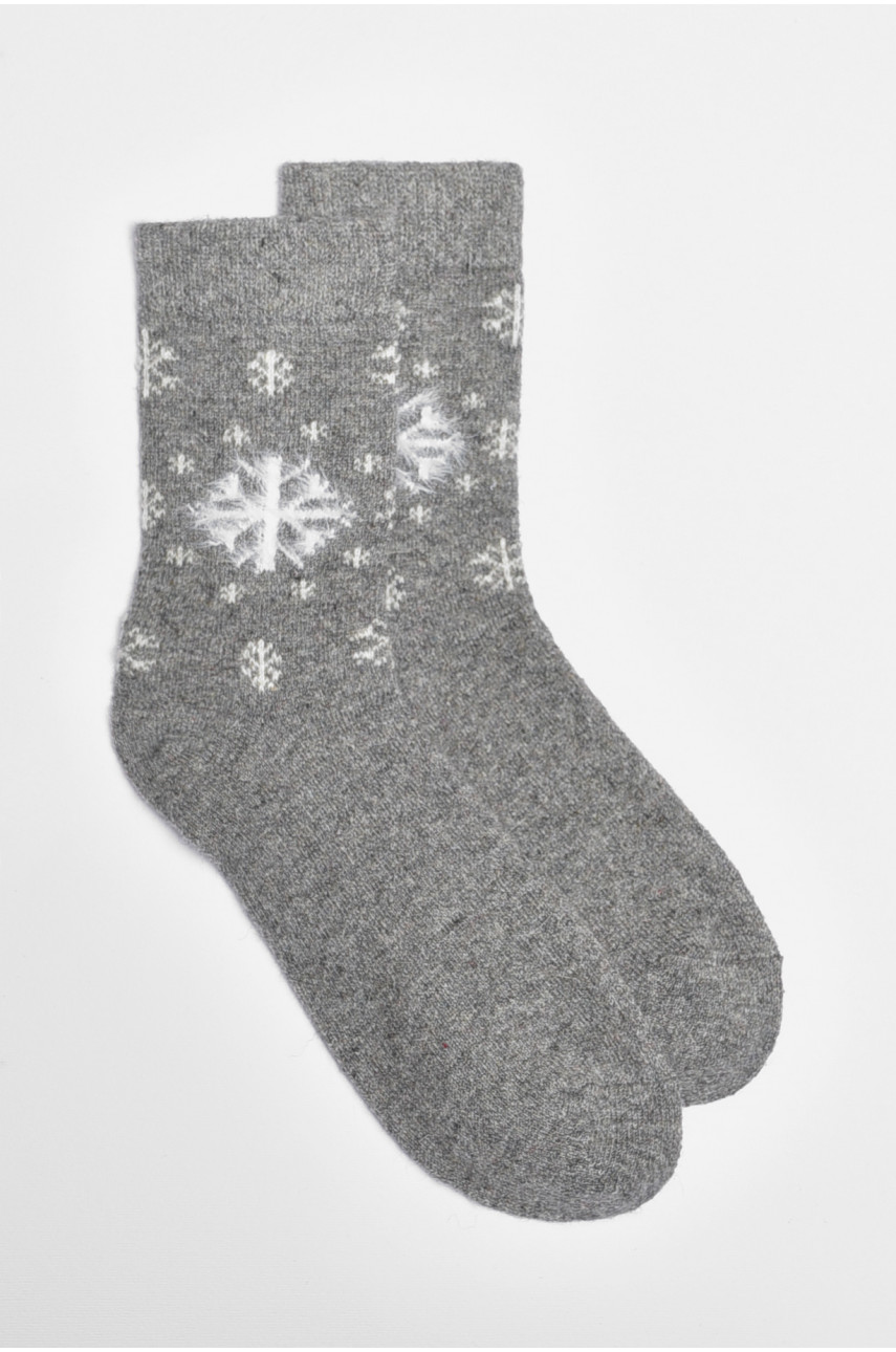 Носки женские на верблюжьей шерсти с принтом серого цвета В18 191302 Носки женские на верблюжьей шерсти с принтом серого цвета В18 191302