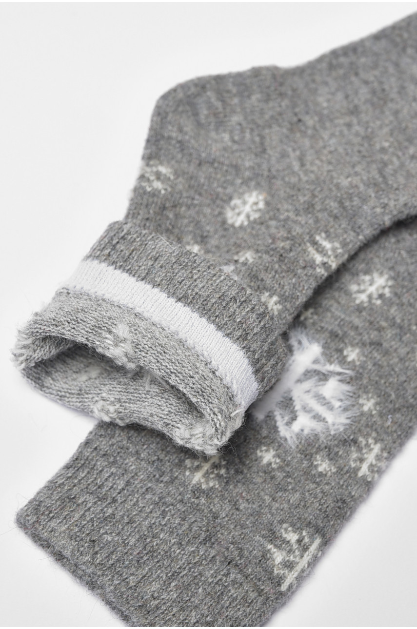 Носки женские на верблюжьей шерсти с принтом серого цвета В18 191302 Носки женские на верблюжьей шерсти с принтом серого цвета В18 191302