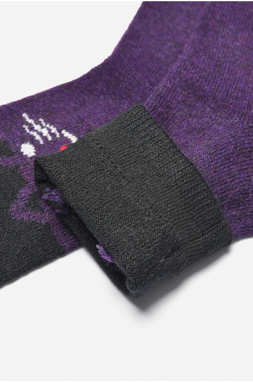 Носки женские на верблюжьей шерсти с принтом фиолетового цвета В18-3 191307 Носки женские на верблюжьей шерсти с принтом фиолетового цвета В18-3 191307