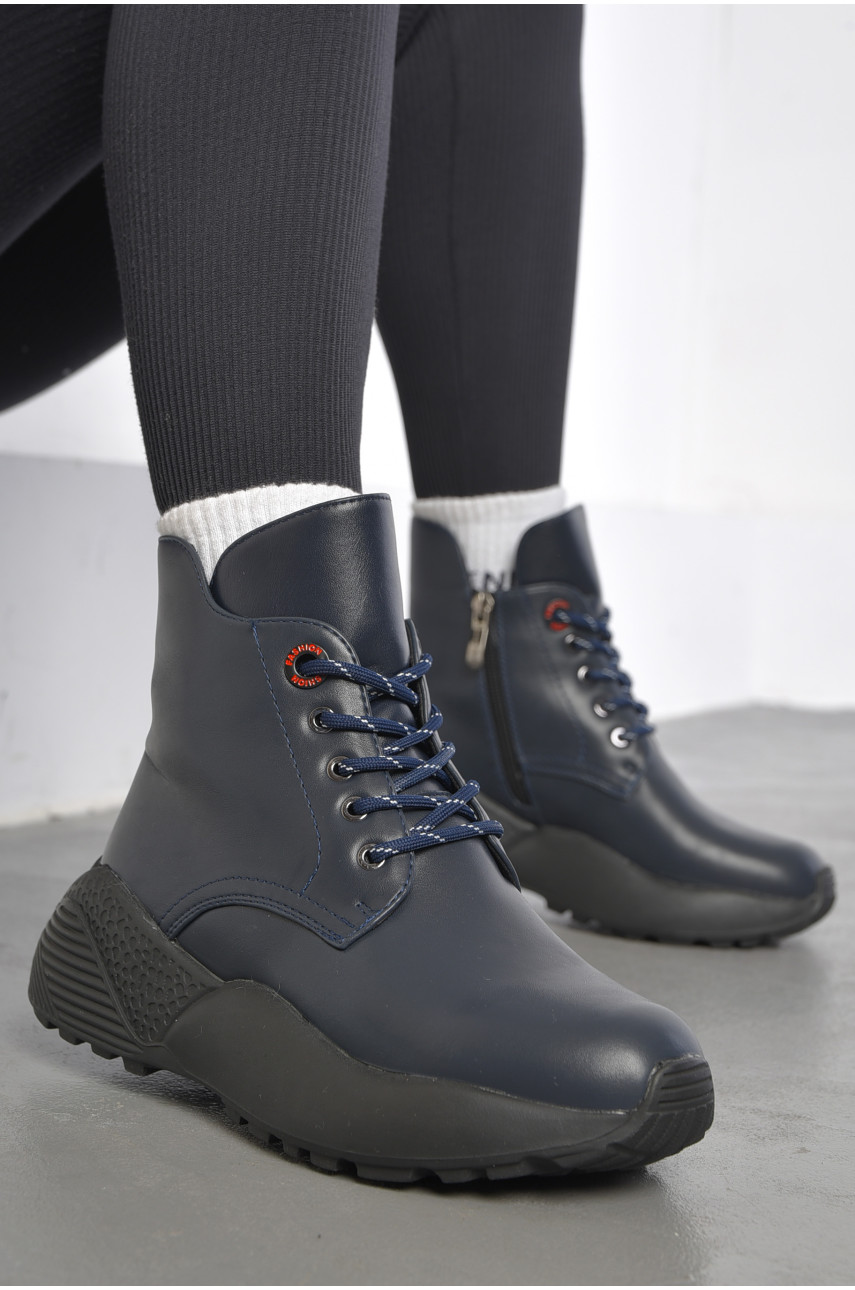 Ботинки женские демисезонные темно-синего цвета 865-3 191327