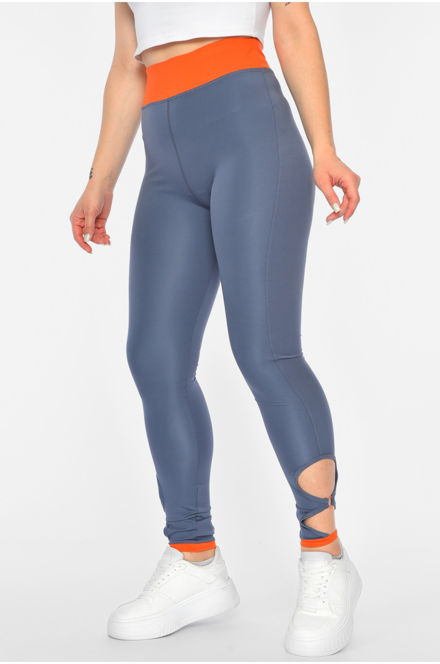 Лосины женские темно-серого цвета 191337