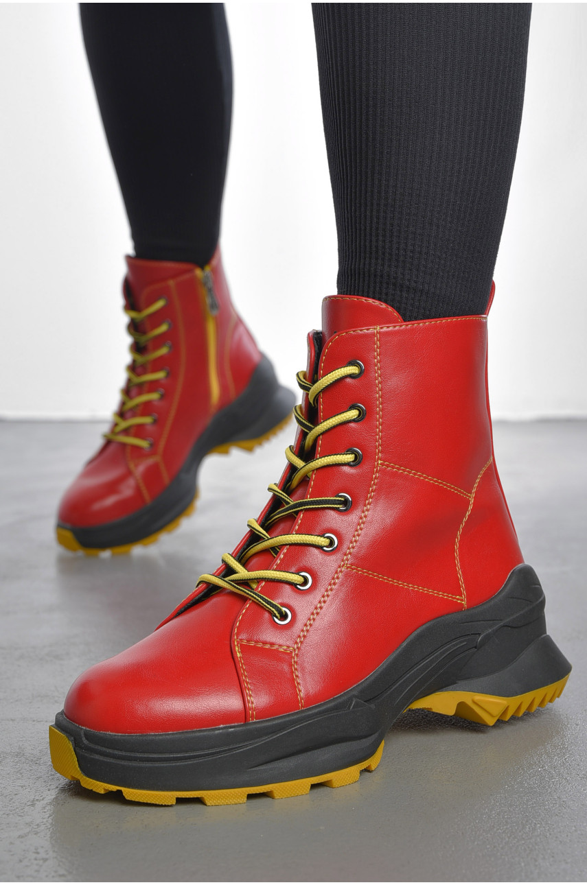 Ботинки женские демисезонные красного цвета KL85 В 191338