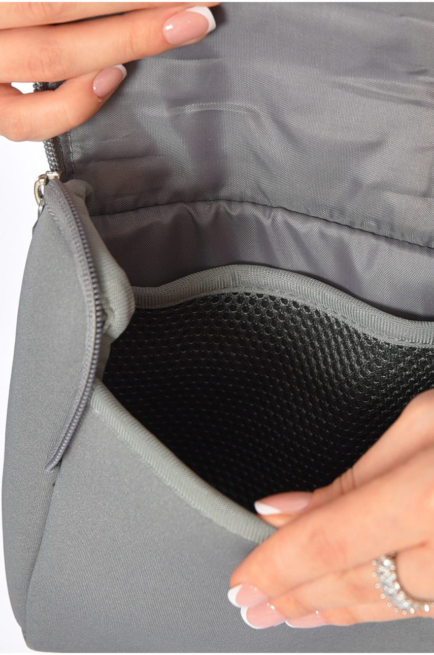 Сумка-бананка женская текстильная серого цвета 191409