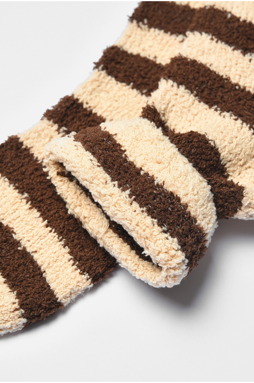 Носки женские травка коричневого цвета в полоску 191449