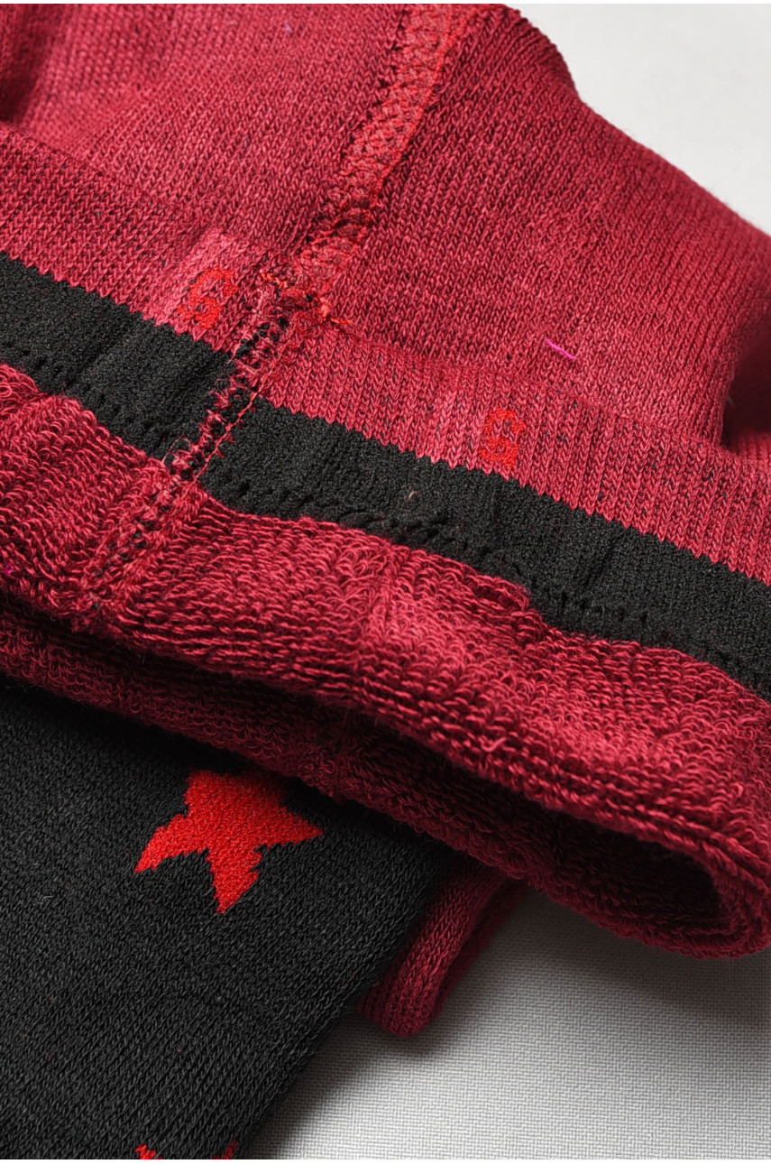 Колготи дитячі махрові для дівчинки чорно-бордового кольору з принтом К-004 191508