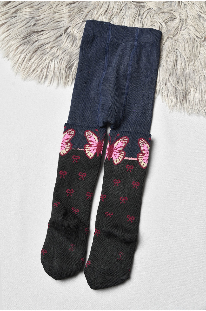 Колготи дитячі махрові для дівчинки чорного кольору з принтом К-004 191509