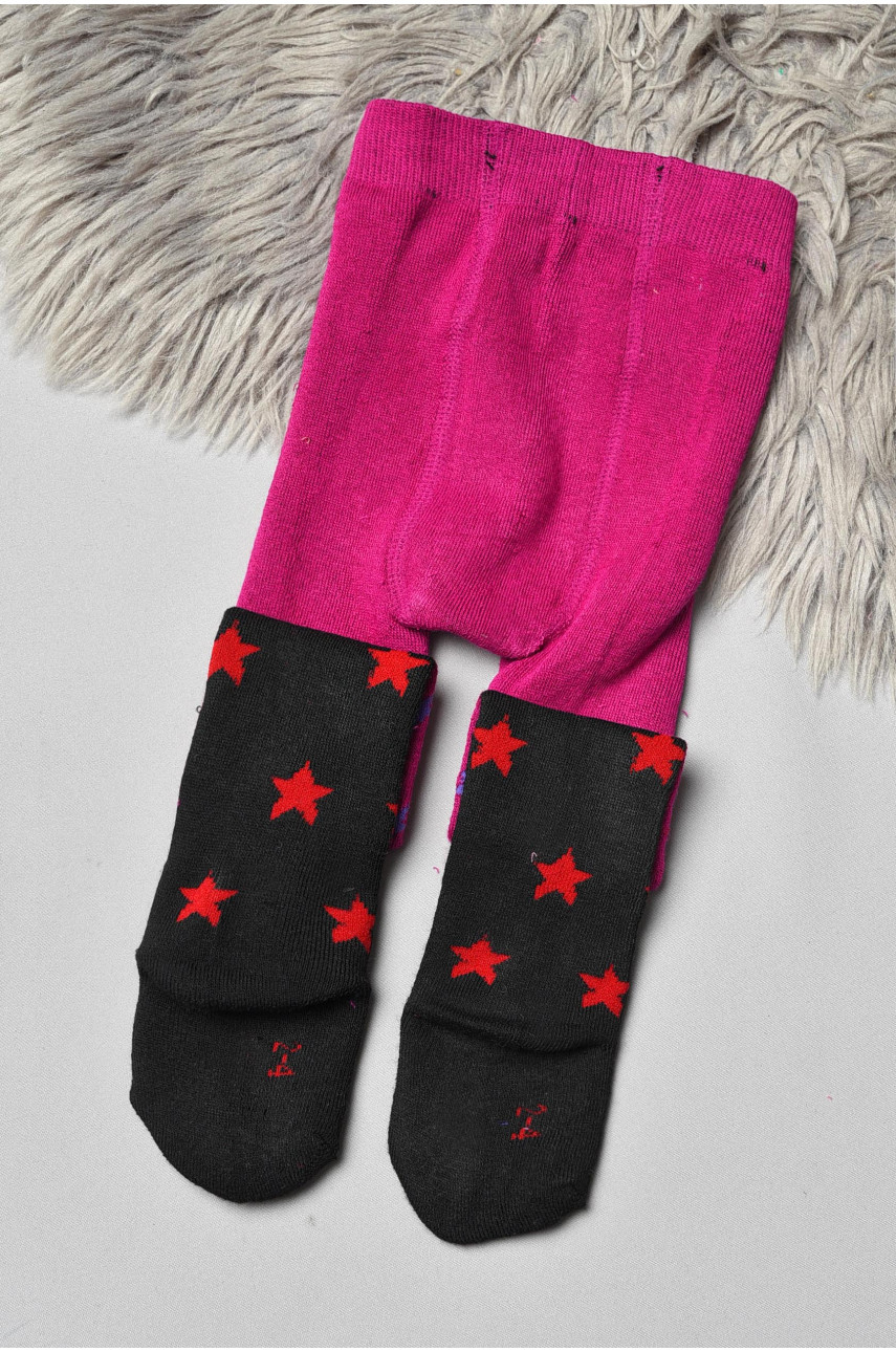 Колготы детские махровые для девочки черно-фиолетового цвета с принтом К-004 191519