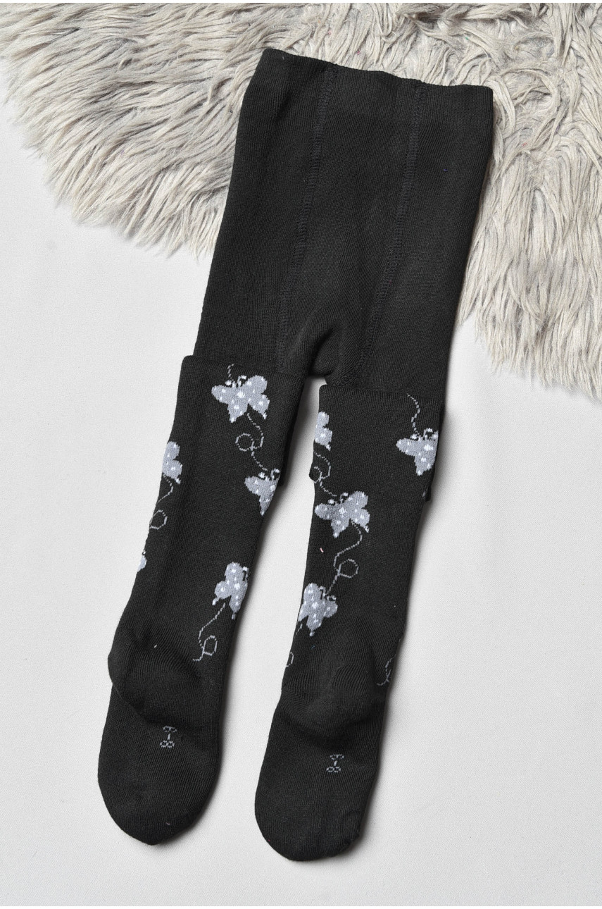 Колготи дитячі махрові для дівчинки чорного кольору з принтом К-004 191521