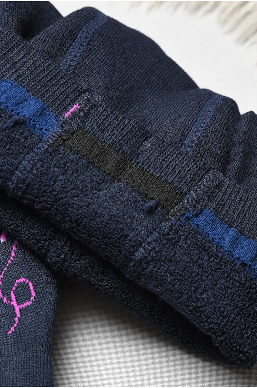 Колготы детские махровые для девочки темно-синего цвета с рисунком К-009 191527