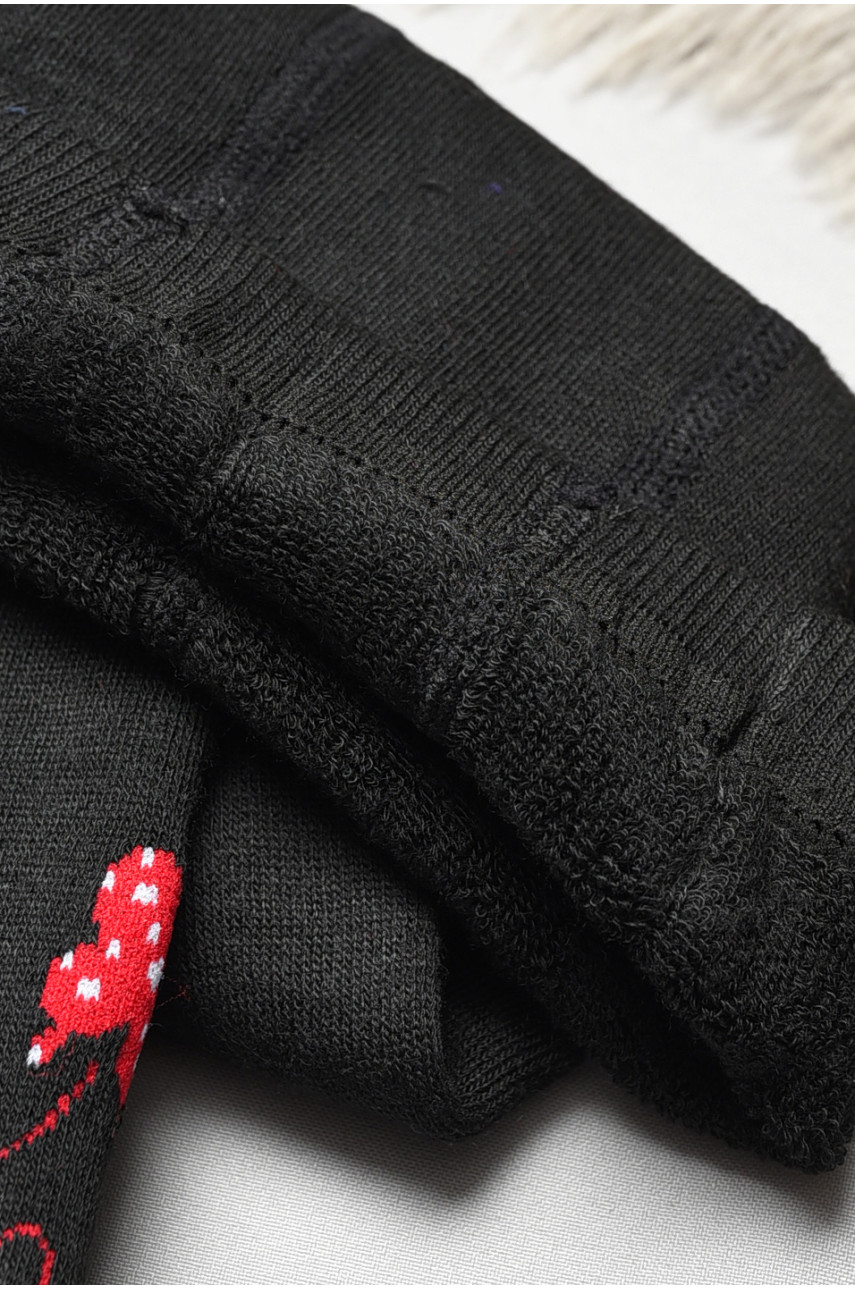 Колготы детские махровые для девочки черного цвета с рисунком К-009 191529