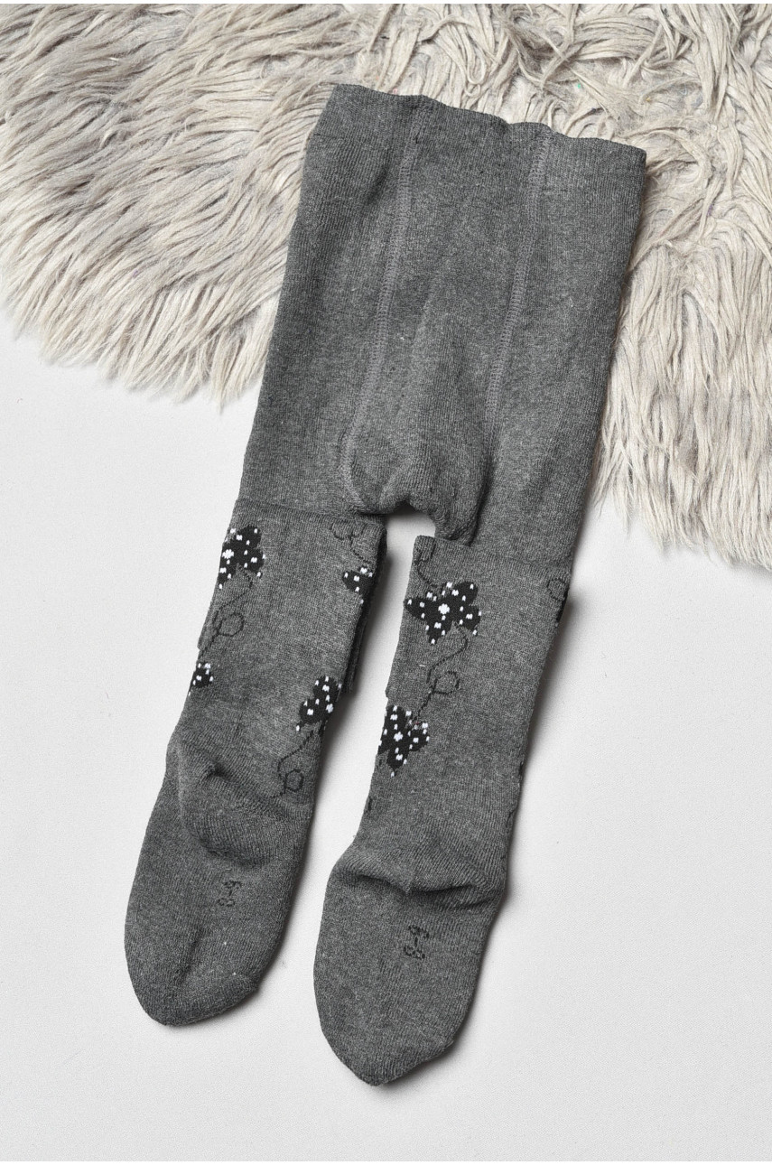 Колготи дитячі махрові для дівчинки сірого кольору з малюнком К-009 191530