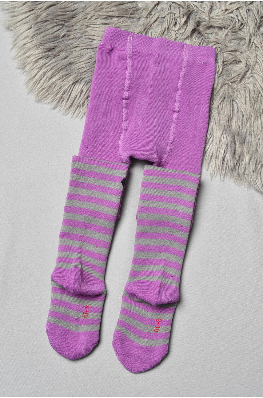 Колготы детские махровые для девочки сиреневого цвета с рисунком К015 191544