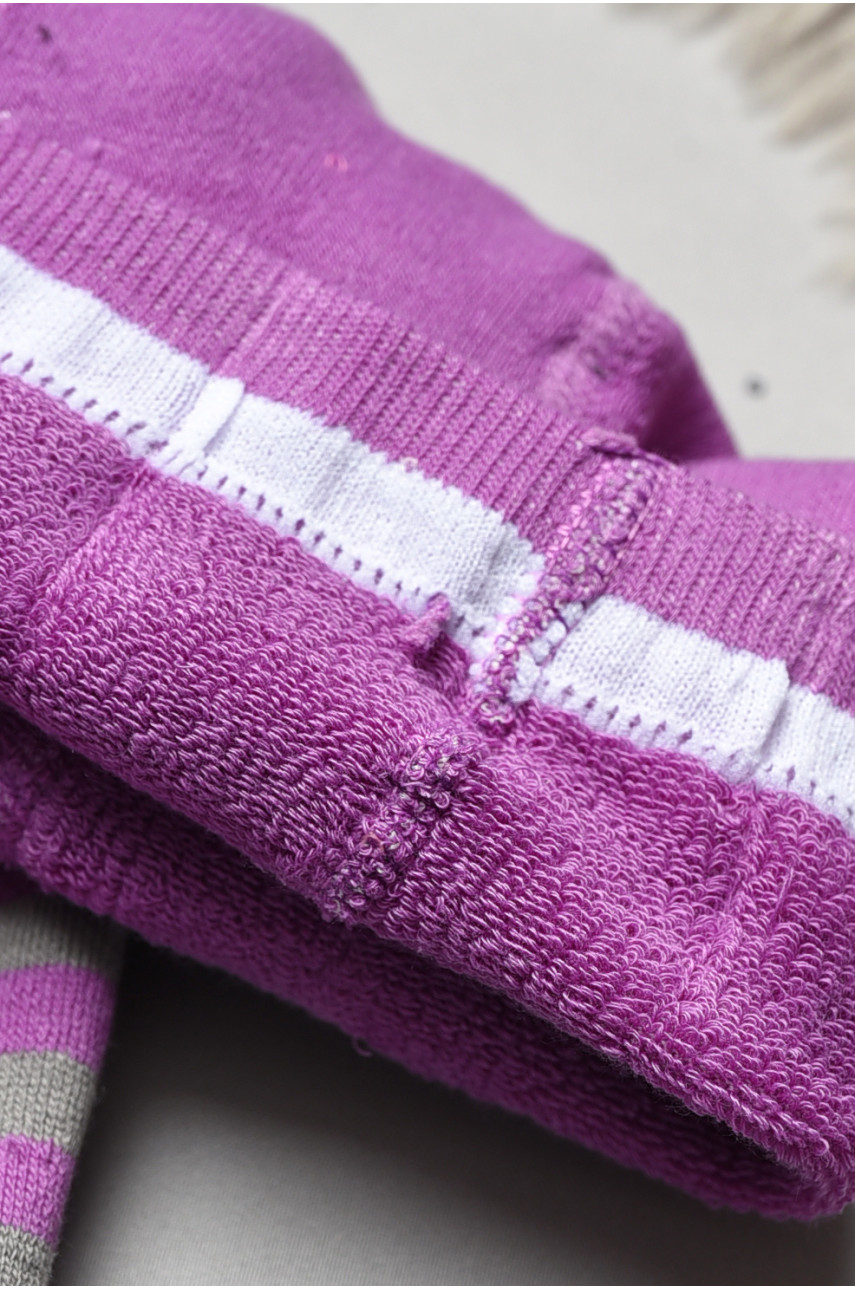 Колготы детские махровые для девочки сиреневого цвета с рисунком К015 191544