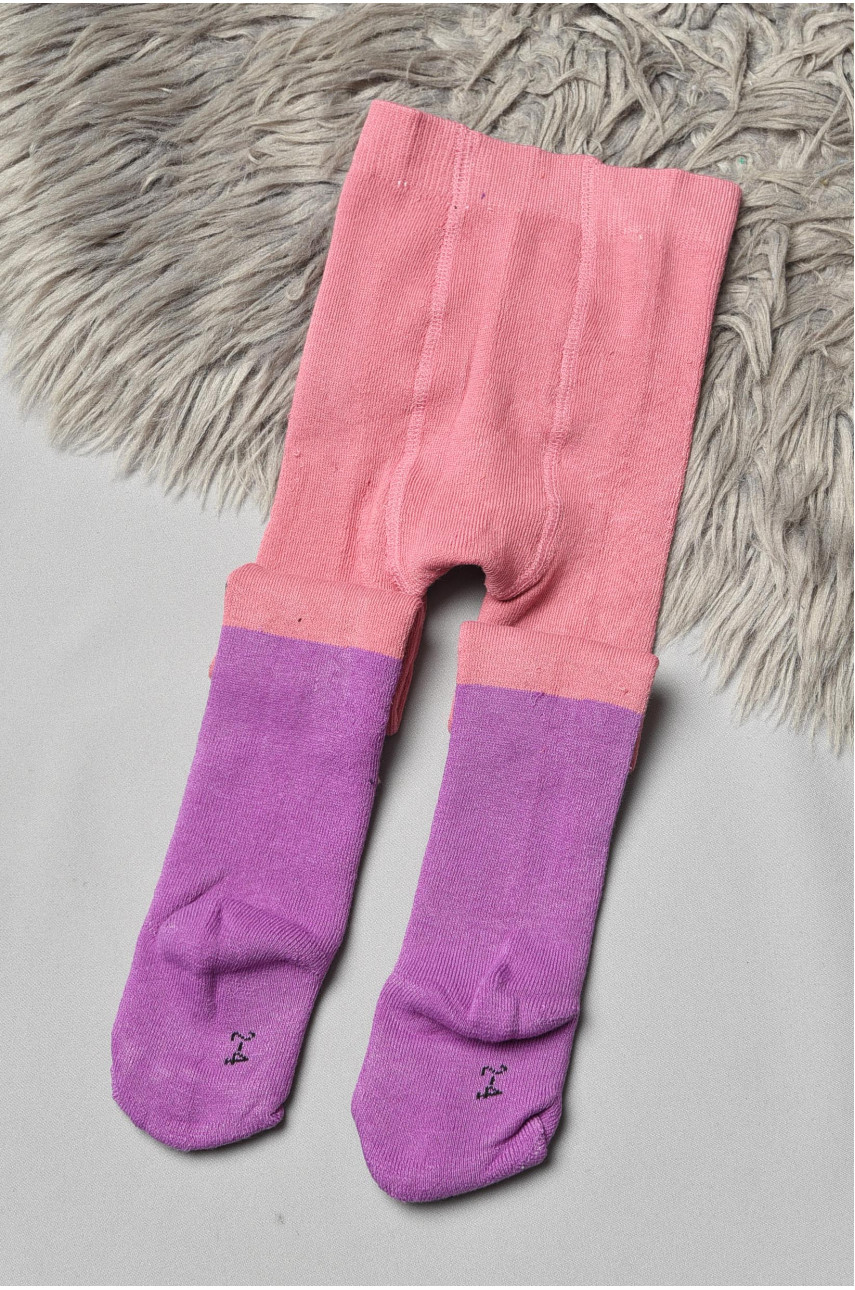 Колготи дитячі махрові для дівчинки бузкового кольору з малюнком К015 191552