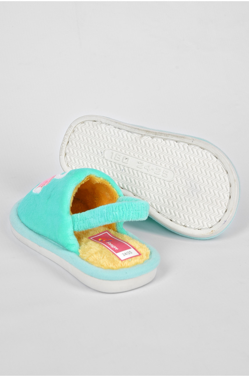 Тапочки детские зеленого цвета с рисунком 1501 191557