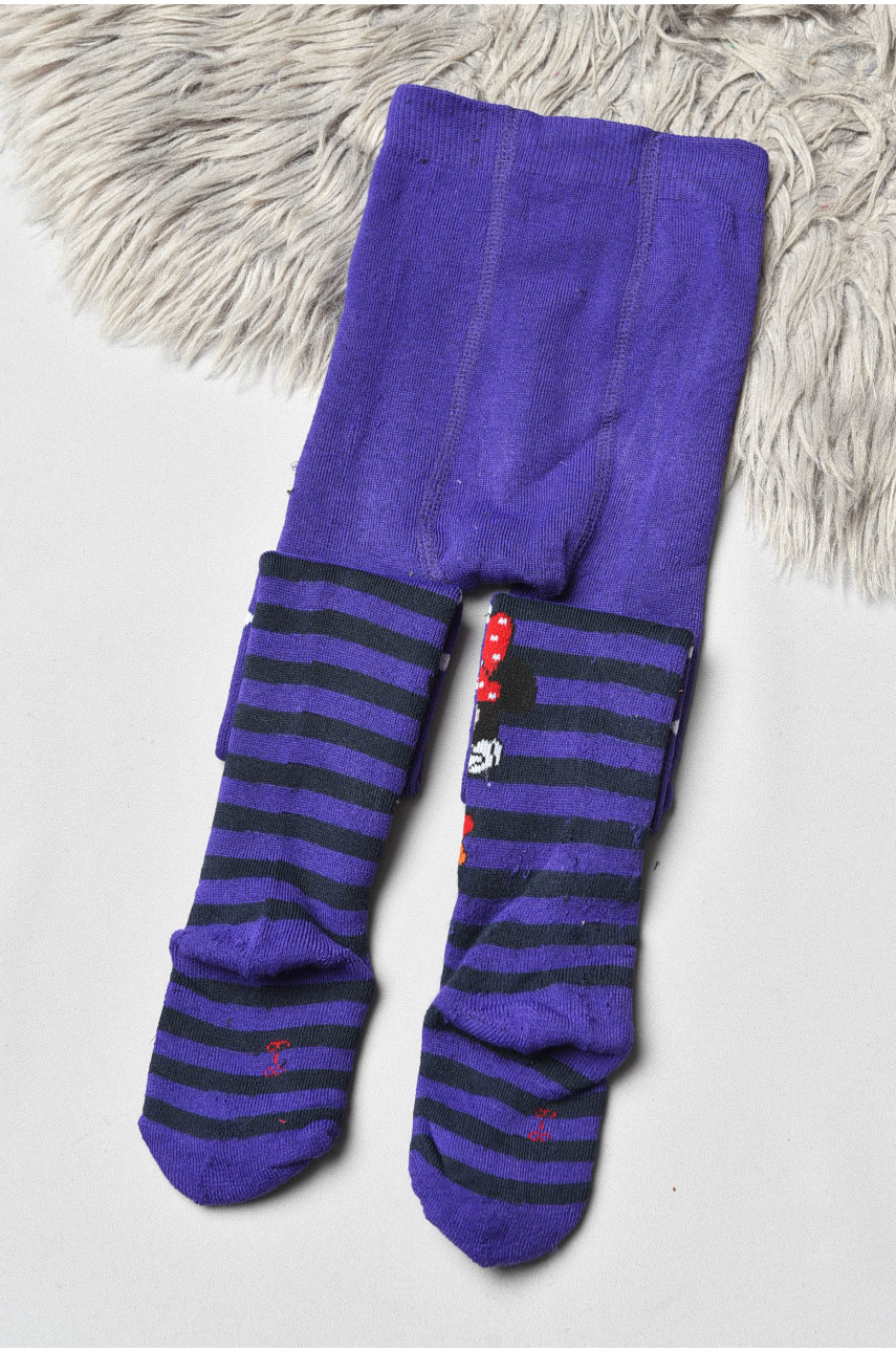 Колготи дитячі махрові для дівчинки фіолетового кольору з малюнком К015 191562