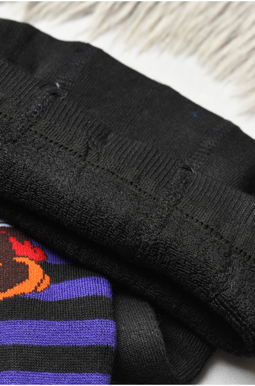 Колготи дитячі махрові для дівчинки чорного кольору з малюнком К015 191567