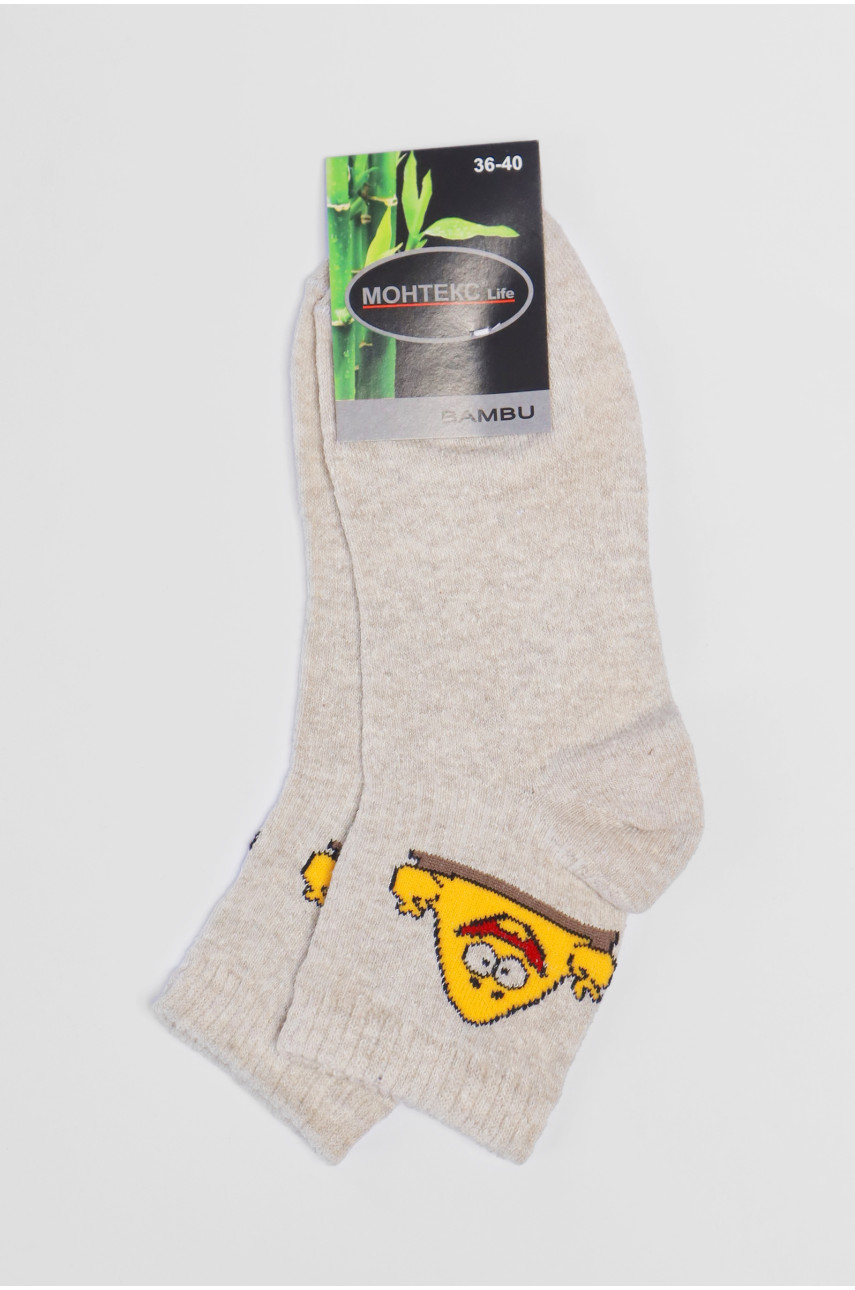 Носки подростковые светло-серого цвета с рисунком 191591