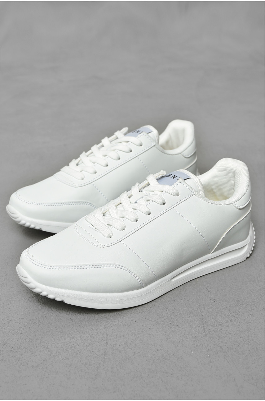 Кроссовки мужские белого цвета на шнуровке 9038 а-6 191627