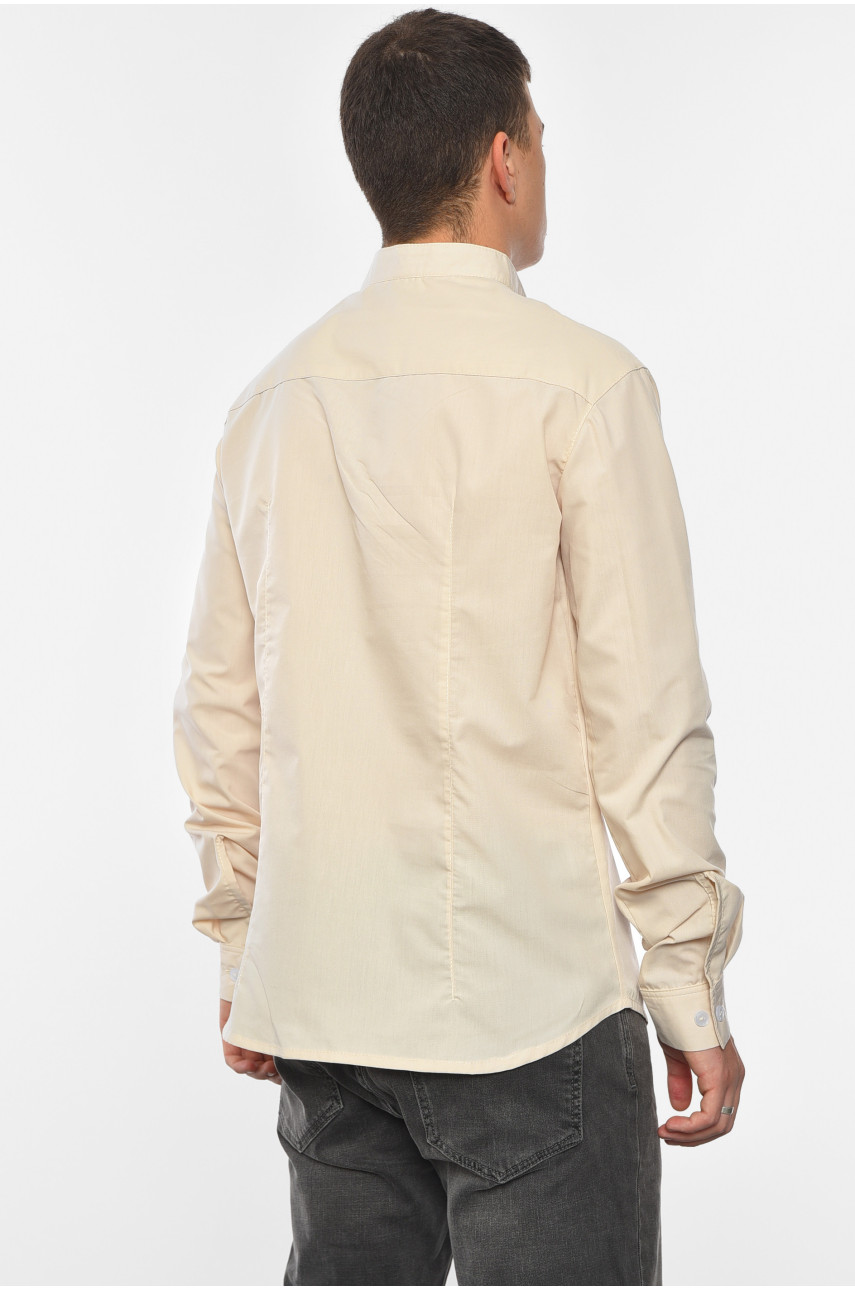 Рубашка мужская однотонная бежевого цвета 191629