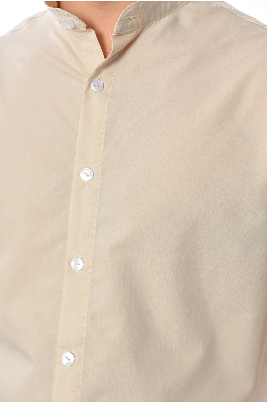 Рубашка мужская однотонная бежевого цвета 191629