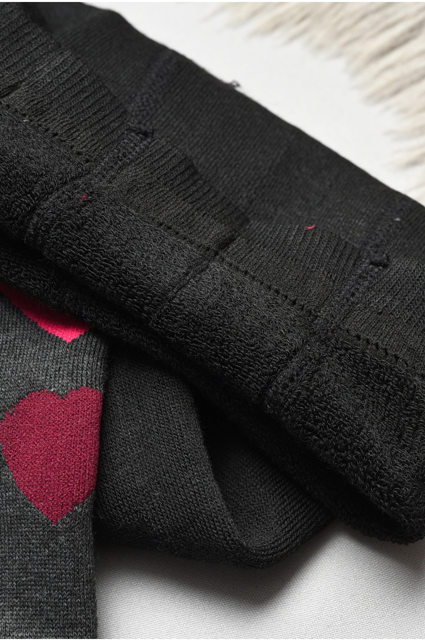 Колготи дитячі махрові для дівчинки чорного кольору з малюнком К007 191633