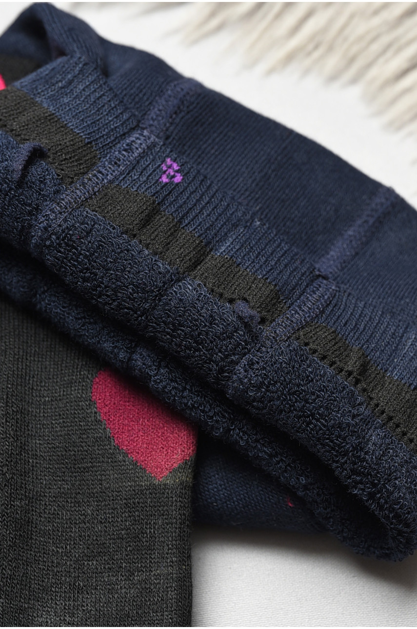 Колготи дитячі махрові для дівчинки темно-синього кольору з малюнком К007 191635